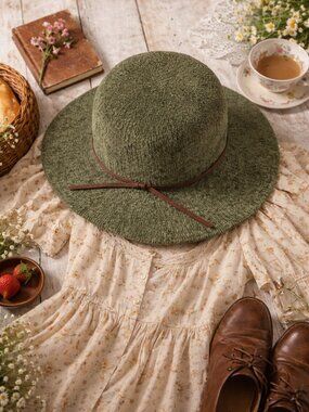 Olive Green Corduroy Floppy Hat Wide Brim Boho Festival Cottagecore Cowgirl